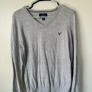 American Eagle Outfitters Light Gray V-Neck Sweater